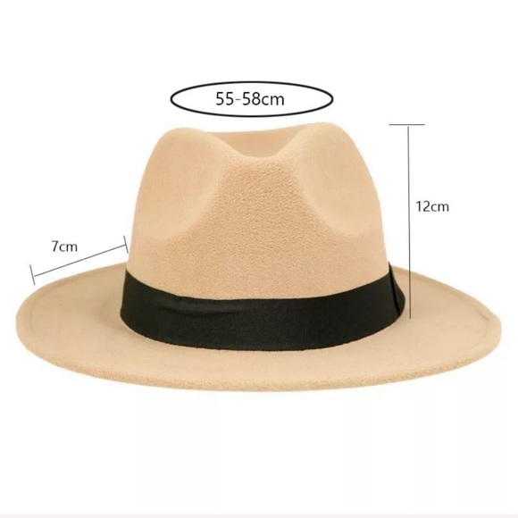 Fedora Wide Remove Trim Firm Brim Vegan Wool Hat - Picture 3 of 14